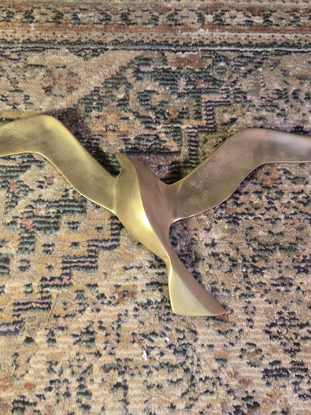 VTG MCM Brass Flying Seagull Bird Wall Decor Mid Century Modern Hanging 14 Inch